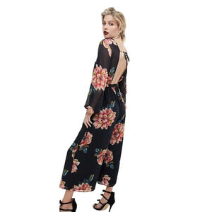 ASOS Floral Open Back Wide-Leg Jumpsuit Multicolor Lightweight Boho